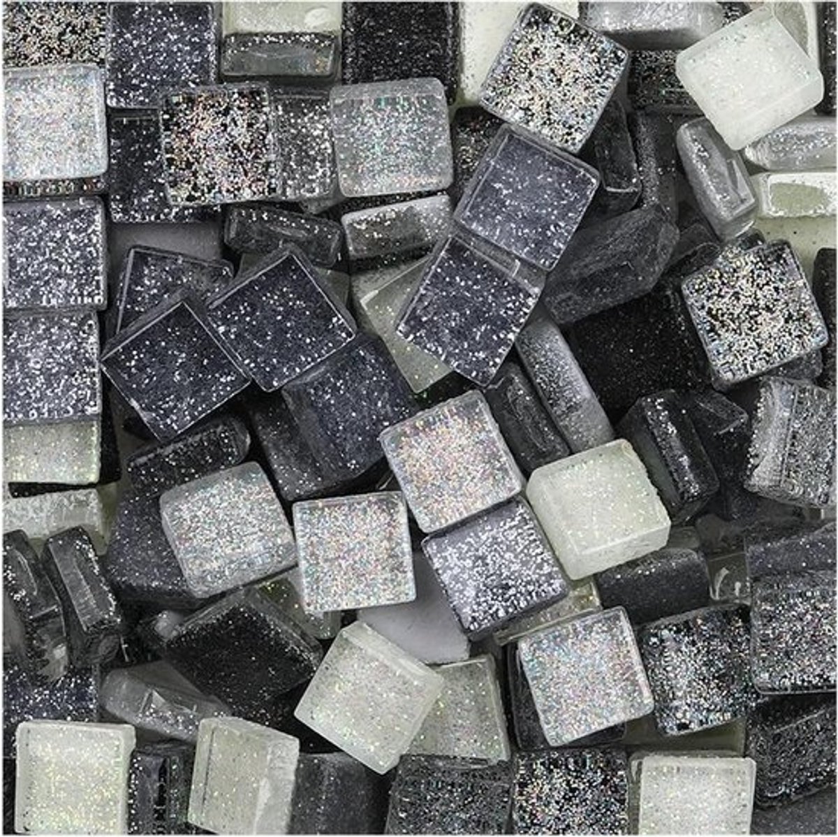 Mozaïektegels 50 stuks - Kleurrijke mozaïekstenen - Kunst en ambachten - Glitter glas ontwerp - 9 x 9 mm