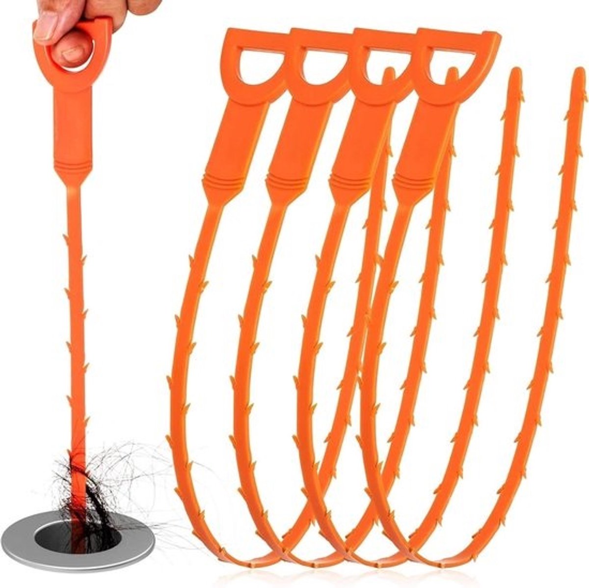 Afvoer Ontstopper - Reinigingsgereedschap Rioolveer - Verstoppingen Verwijderen - Flexibel met Haken - 685 cm - Oranje