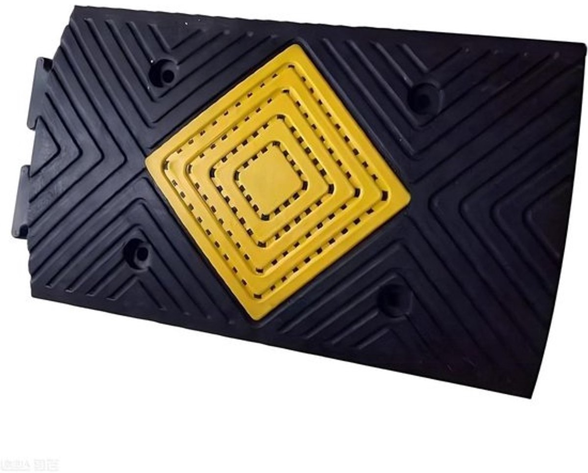 Verkeersdrempel - Snelheidsdrempel Oprijlaan - Verkeersveiligheid Verbeteren - Modulair Ontwerp - 50x30x4cm - Zwart Geel