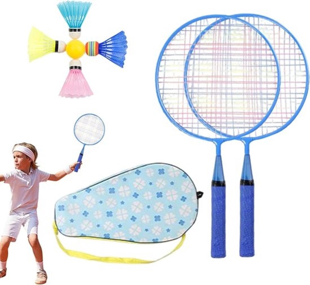 Badminton Set - Shuttlecock Set - Buiten Spelen - Lichtgewicht Rackets - 45x22cm - Meerdere Kleuren