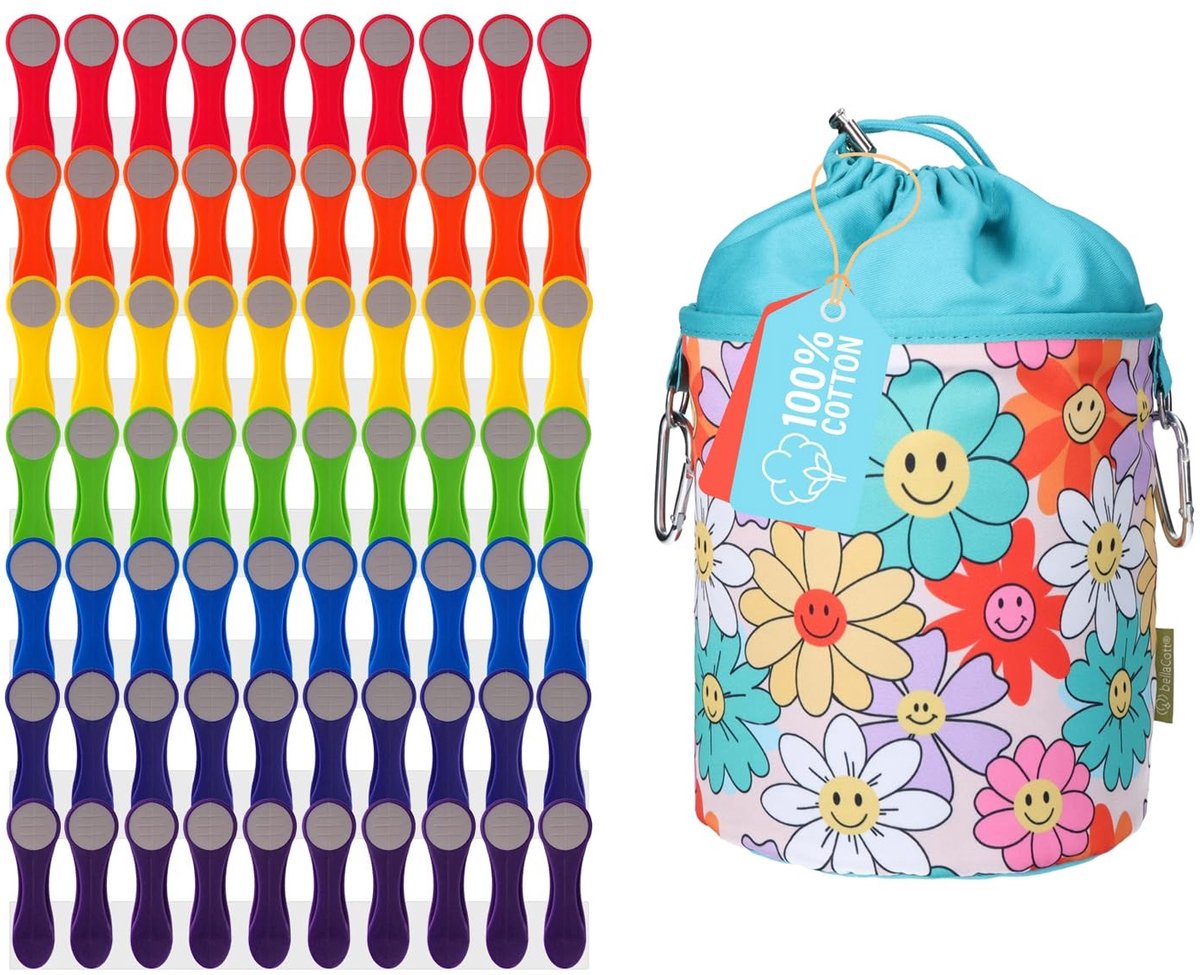 Set van 70 Wasknijpers - Soft Grip met Bloemen Design