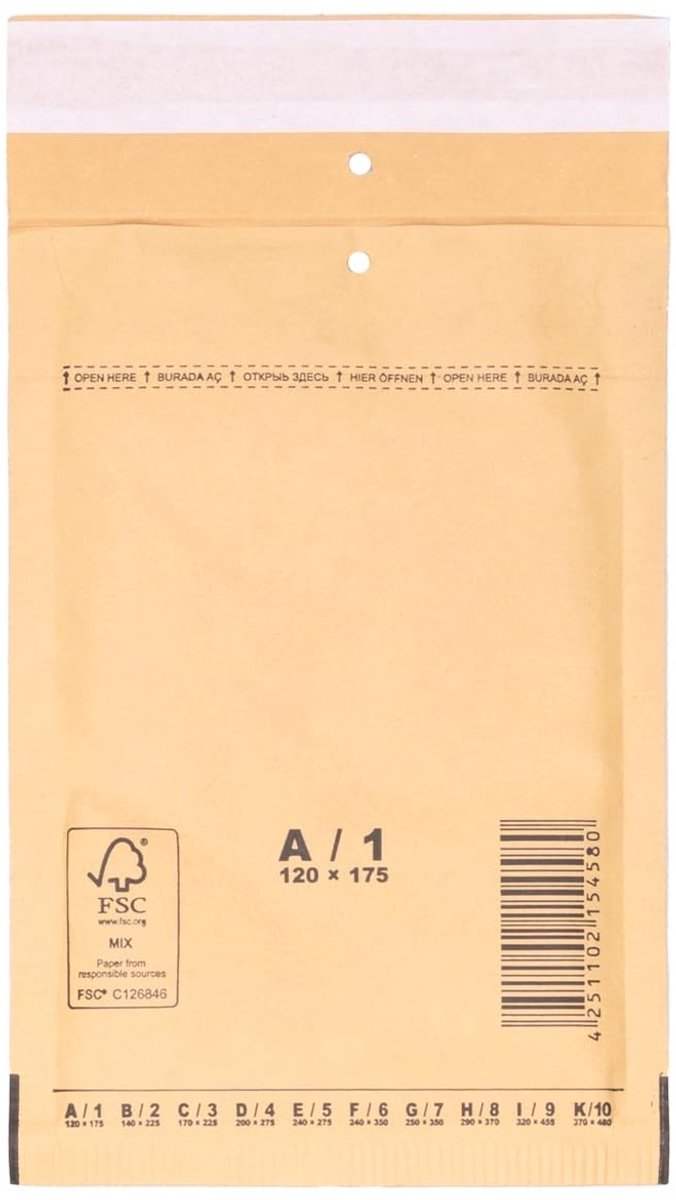 Luchtkussen Enveloppen - Padded - 120 x 175 mm - Verpakking van 1000