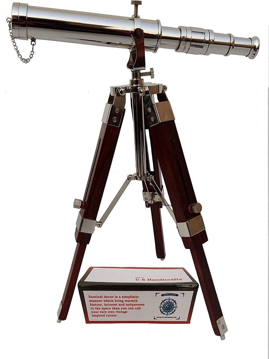 Vintage Messing Telefoon op Statief - Nautische Telescoop voor Thuisdecoratie