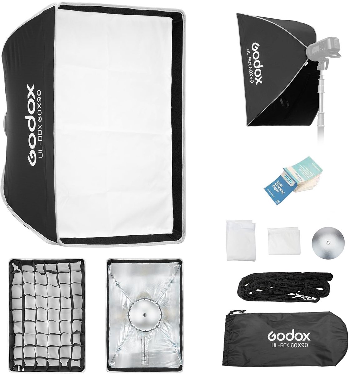 Rectangular Softbox - 60x90cm met Grille en Vouwbare Bowens Mount