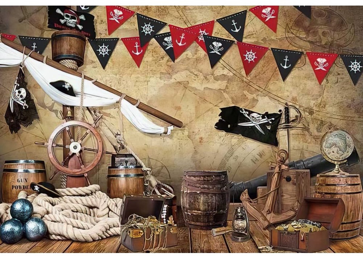 Piraten thema polyester achtergrond voor fotografie - 10x8ft
