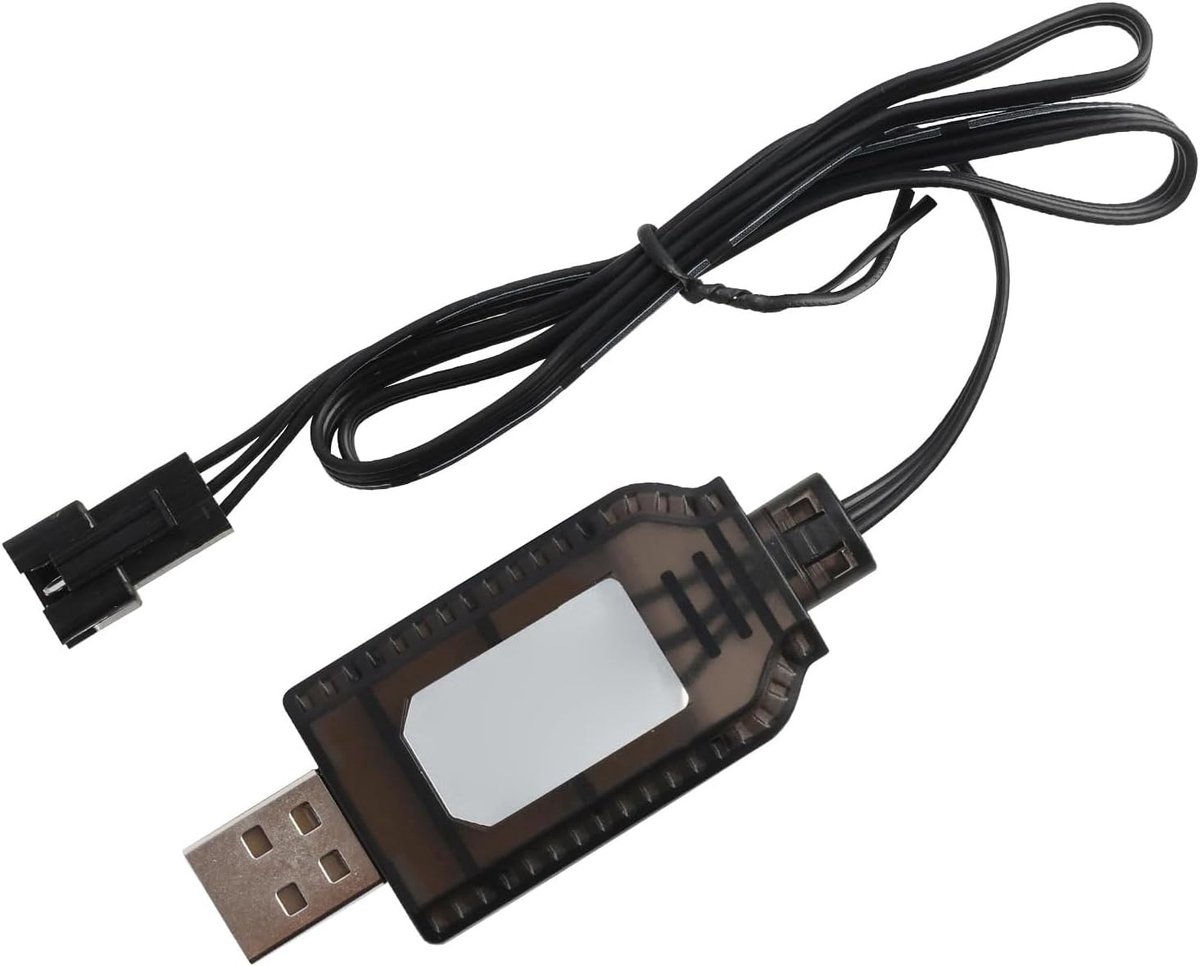 Oplaadkabel voor 7.4V LiPo Batterijen, USB Kabel met SM-3 Pin Plug, Geschikt voor RC Voertuigen, Drones en Quadcopters met Overcharge Bescherming