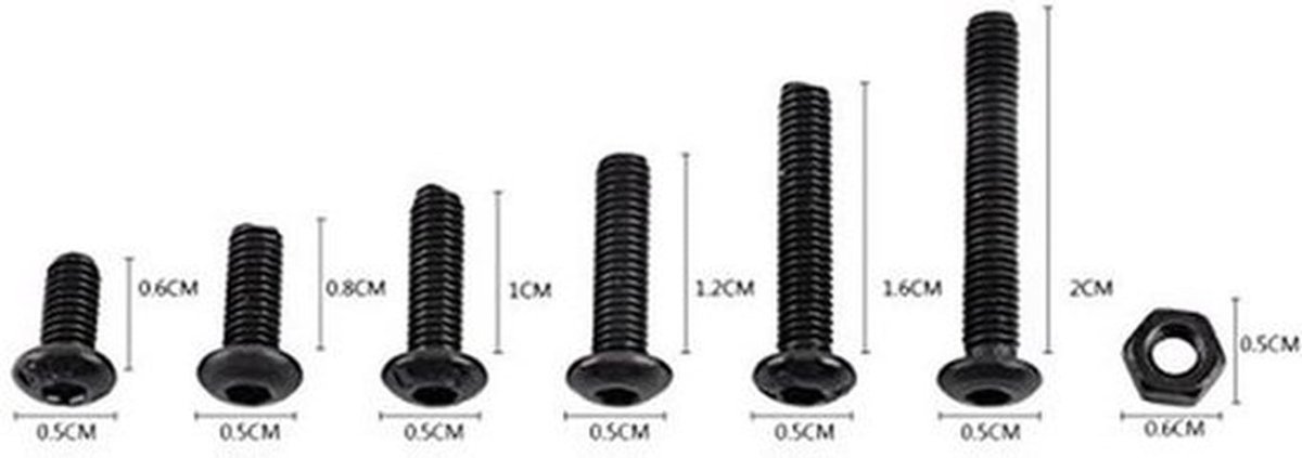 M3 Schroeven Assortiment 250 Stuks - Zeskant Verzonken Kop - Domed Head