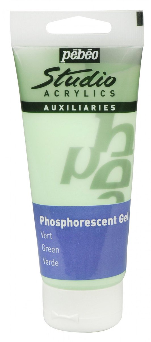 Pebeo Studio Acrylic Phosphorescent Gel 100 ml. - Transparent Green