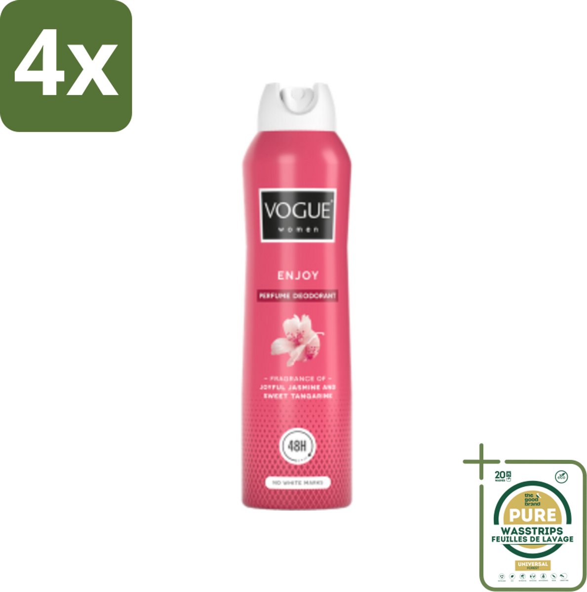 Vogue Enjoy Parfum Deodorant 150 ml - Voordeelverpakking - 4 stuks - 24 uur bescherming - Geur van mandarijn