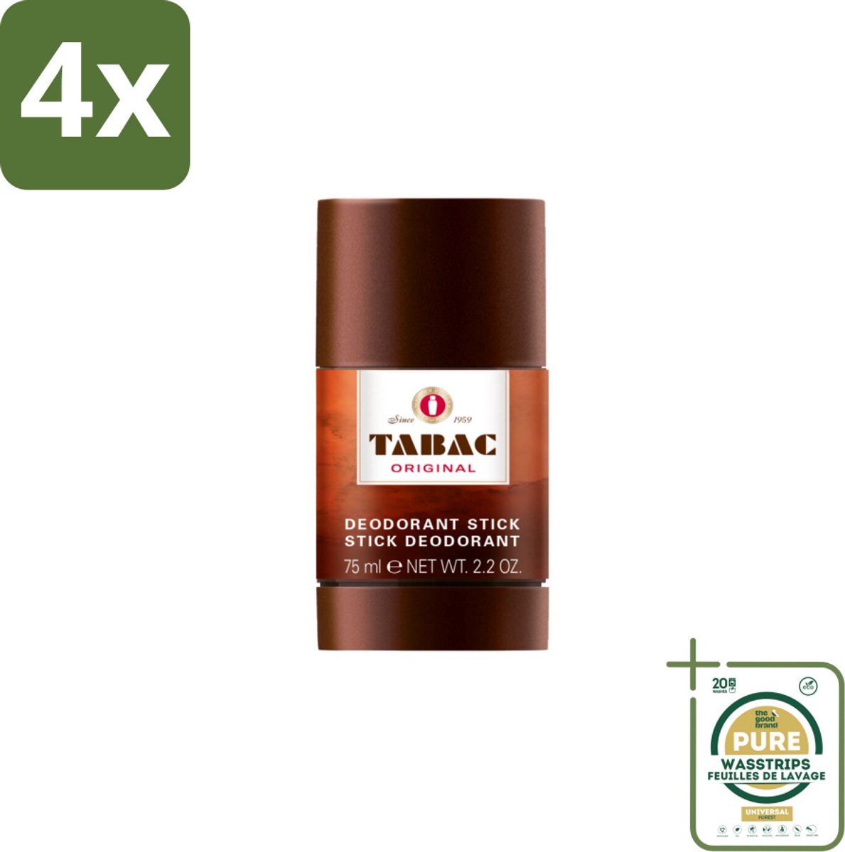 Tabac Original Deodorant Stick 75 ml - Voordeelverpakking - 4 stuks - Zweetbescherming - Frisheid