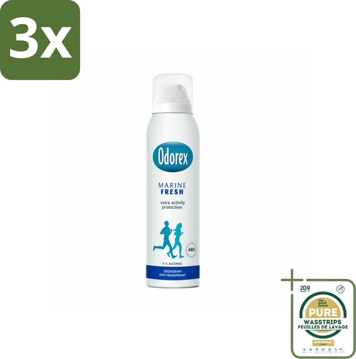 3 x Odorex Deodorant Spray Marine Fresh 150 ml - Grootverpakking - Marine Fresh Deodorant - Deodorant Spray - Frisheid - Zweetvermindering - Geur