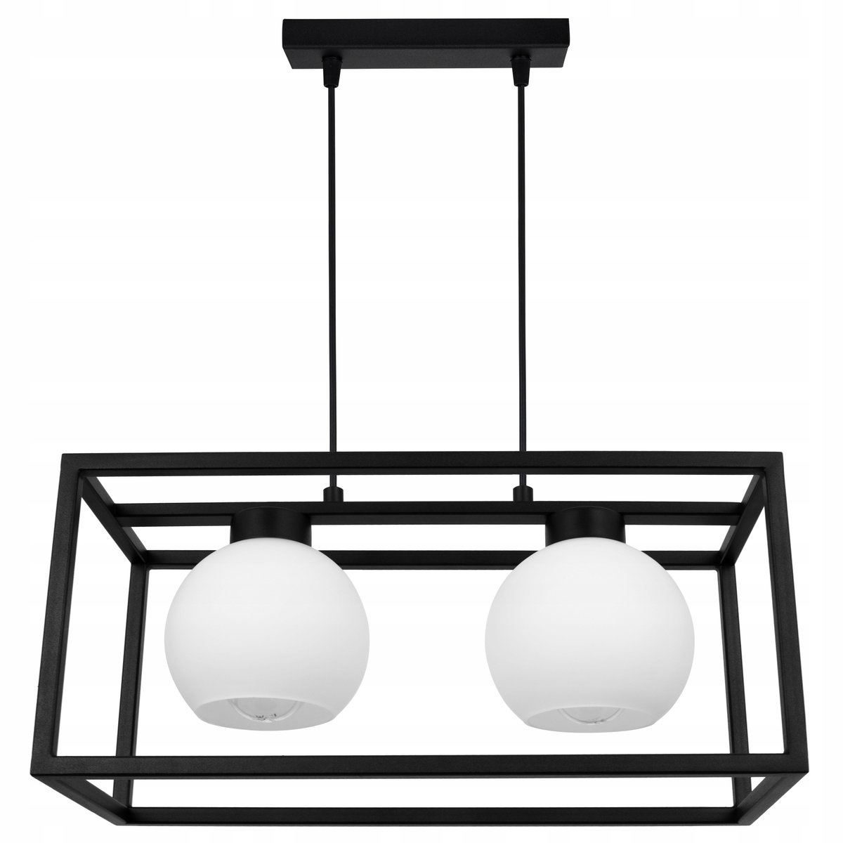 Zwarte Loft Hanglamp met Witte Glazen Bollen - Eliza Cage