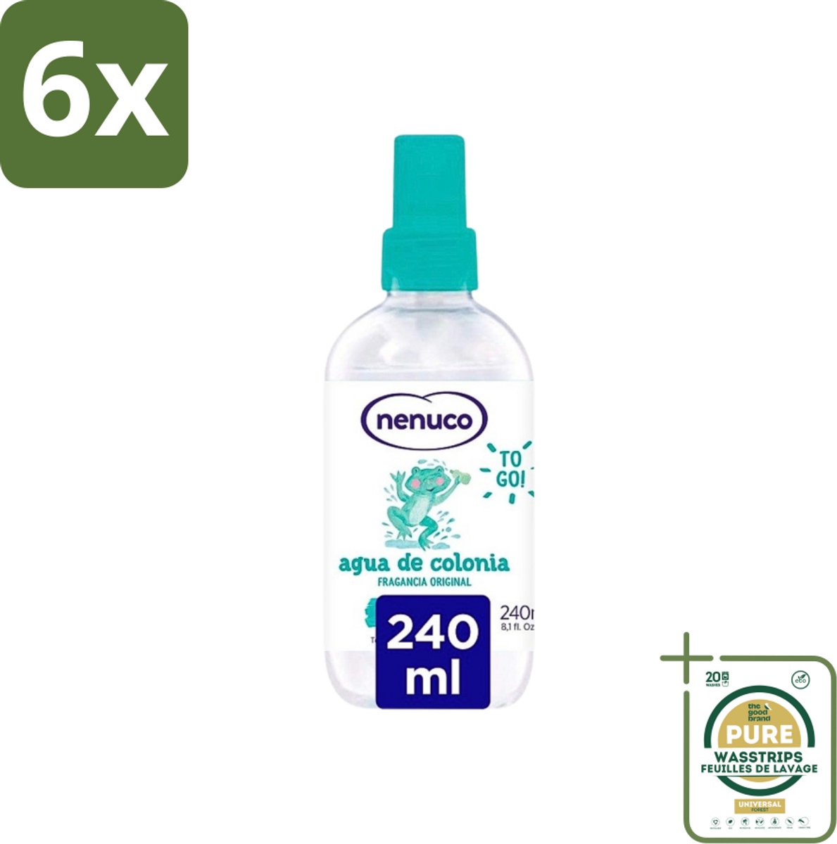 Nenuco - Cologne - Eau de Cologne - Originele Geur - Sprayflacon - 240 ml - Voordeelverpakking - 6 stuks - Frisse geur - Baby cologne