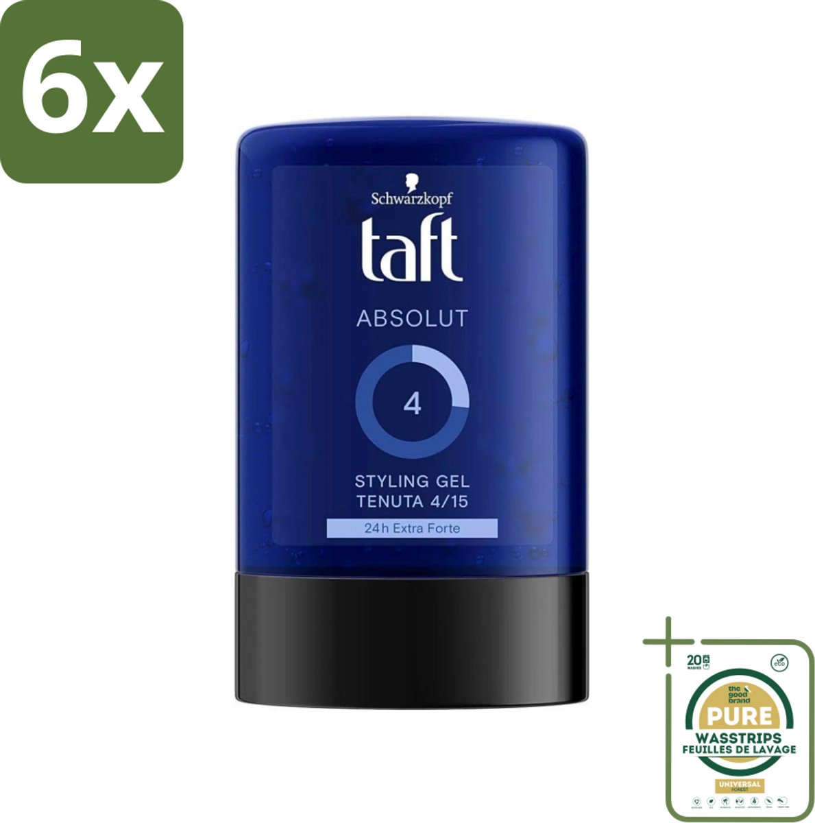 Schwarzkopf - Taft - Absolut Haargel - Mannen - Langdurige Hold - 300 ml - Voordeelverpakking - 6 stuks - Haargel voor mannen - Haargel voor haar