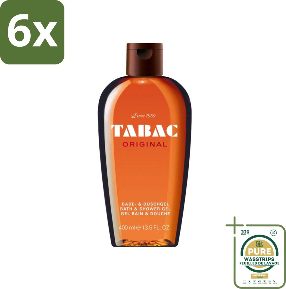 Tabac Original - Douchegel - Milde reiniging - 400 ml - Voordeelverpakking - 6 stuks - Milde reiniging - Huid verzorging