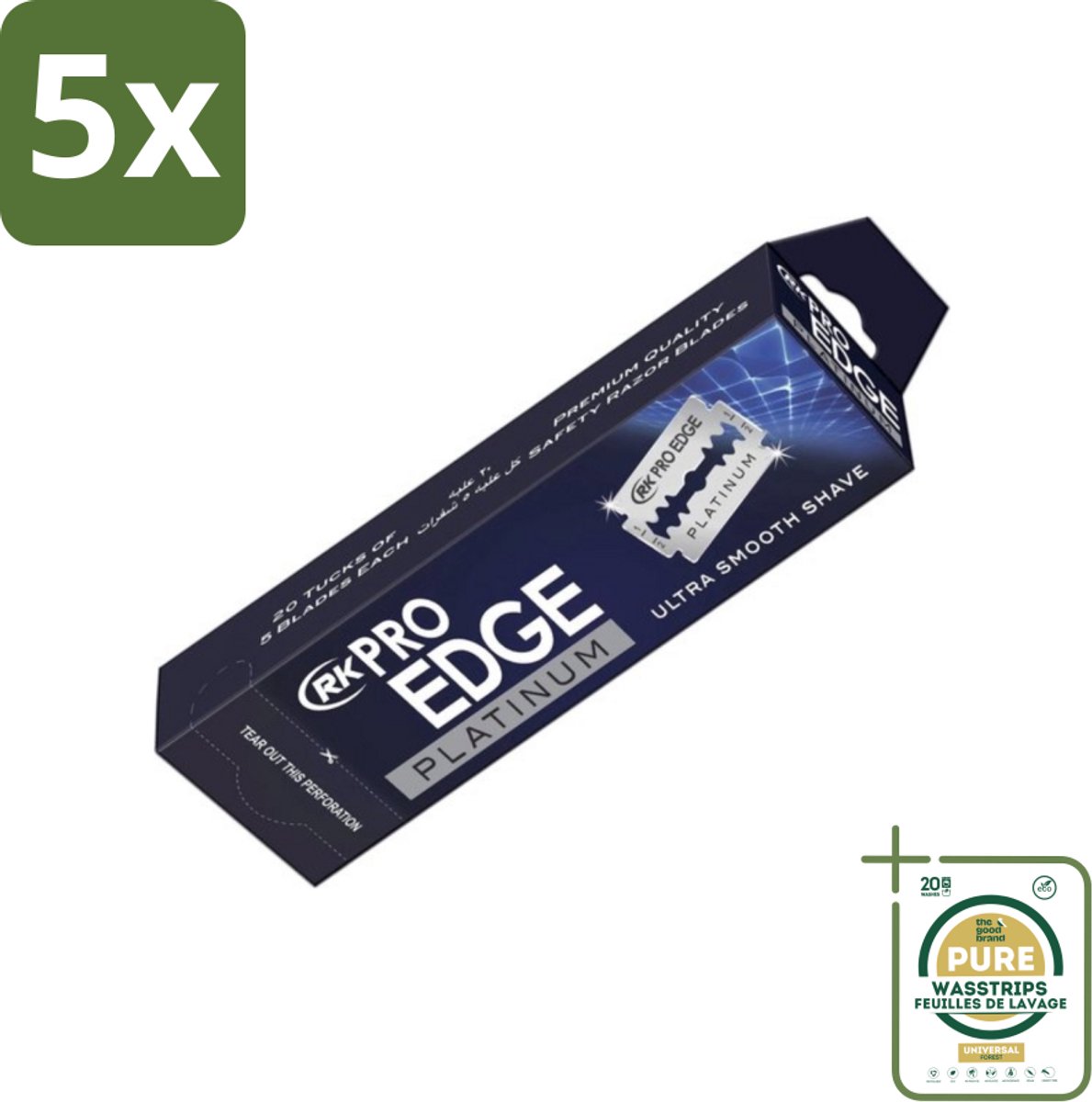 5 x Pro Edge - Double Edge Blade - Dubbele Scheermesjes - Super Smooth Shave - 100 Mesjes - Grootverpakking - Dubbele Scheermesjes - Super Smooth Shave - 6B HC Staal - Scherpe Rand - Comfortabele Scheerbeurt
