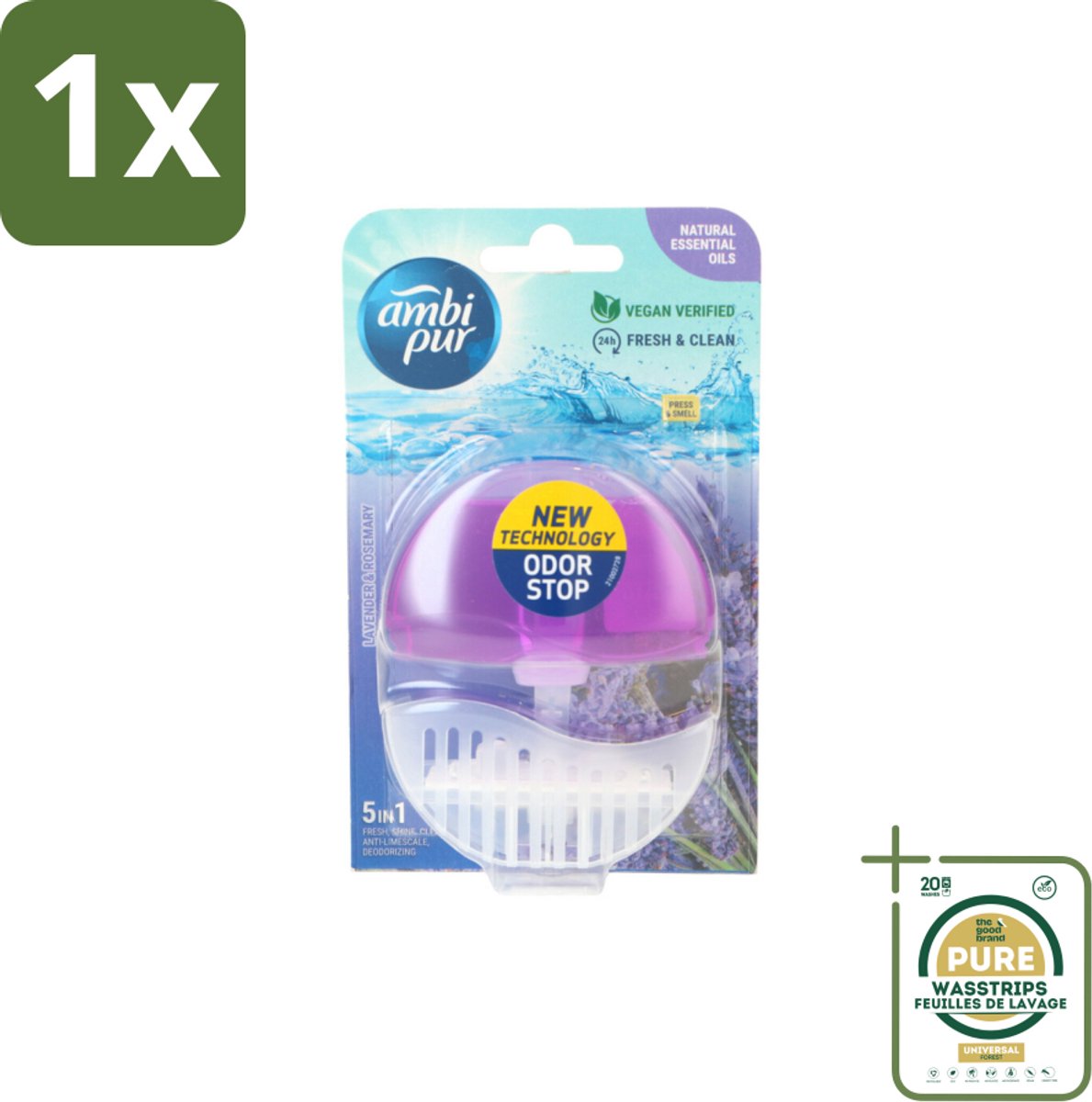 1 x Ambi Pur Toiletblok Starterkit 5in1 Lavender & Rosemary- Toiletblok - Toilet Reiniging - Toilet Frisheid - Toilet Hygiëne - Toilet Geur