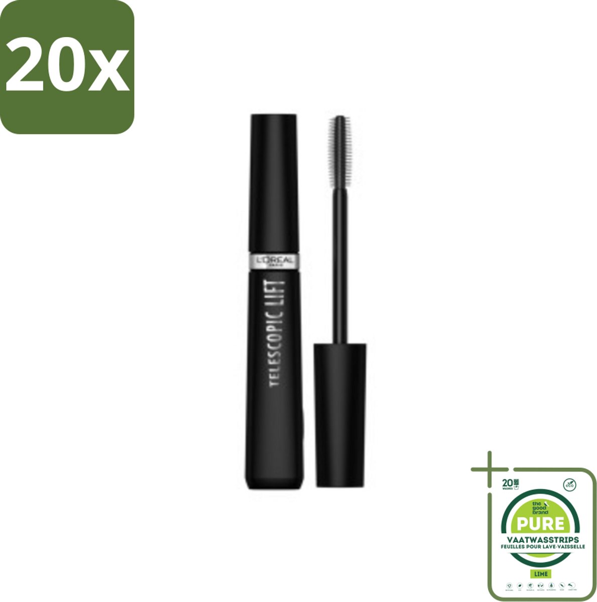 20 x L'Oréal Telescopic Lift Mascara Zwart 9,9 ml - Grootverpakking - Telescopic Lift Mascara - Langer En Voller Wimpers - Volume Wimpers - Lift Wimpers - Gelifte Wimpers