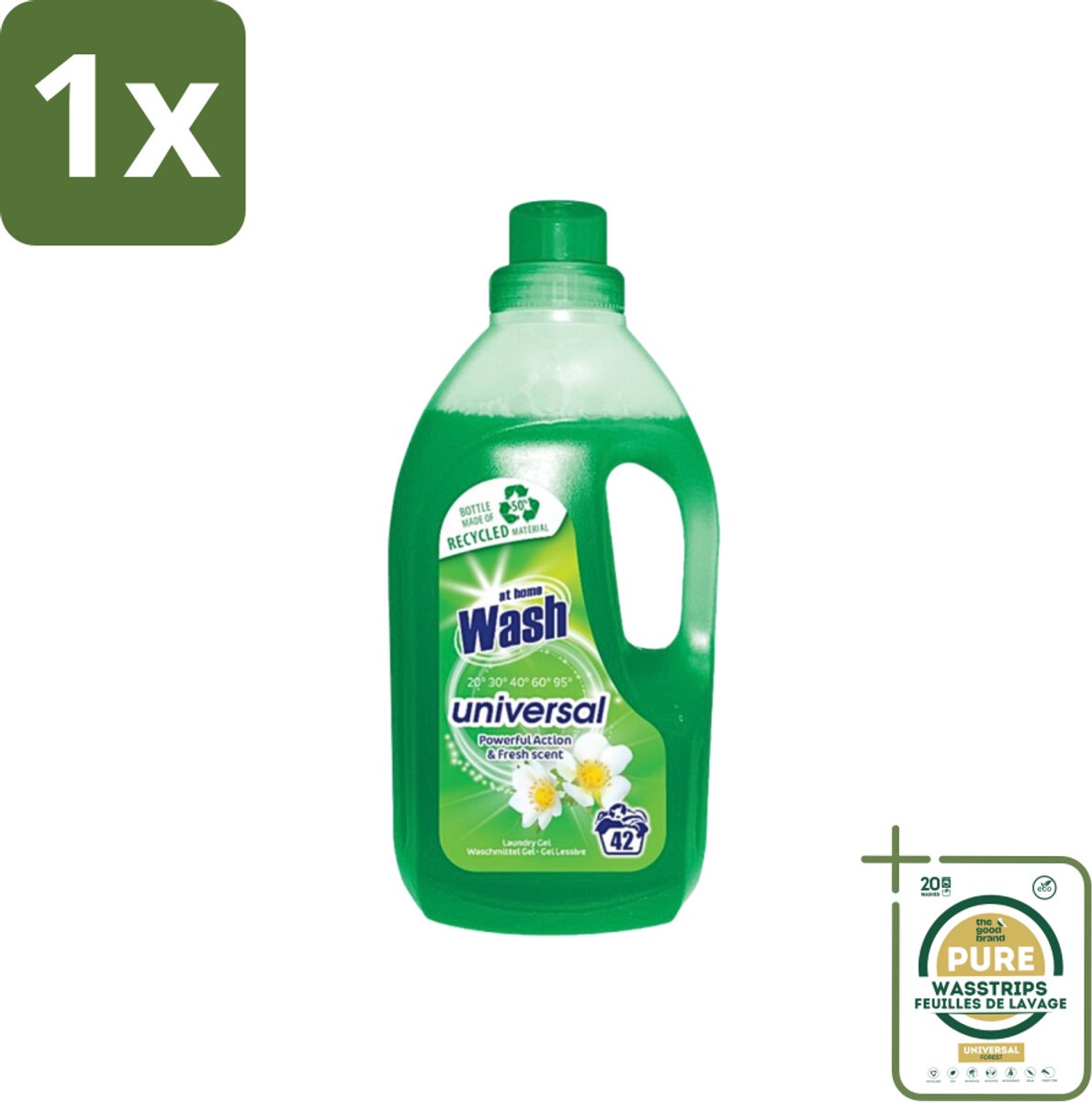 1 x At Home - Wash - Wasmiddel - Alle Was - Frisse Geur - 42 Wasbeurten- Wasmiddel - Was - Wasmiddel Universaal - Frisse Geur - Wasmiddel Voor Textiel