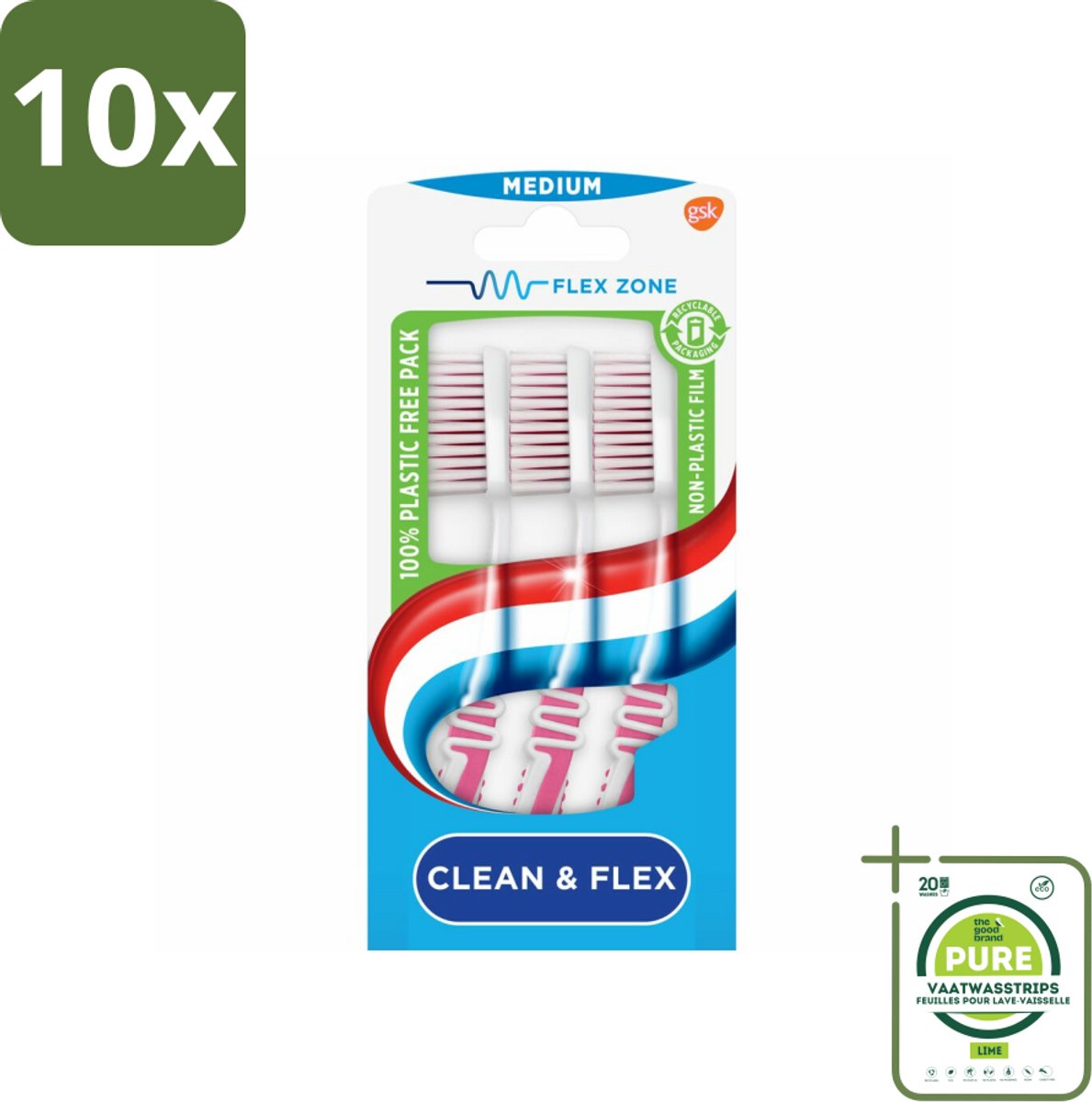 10 x Aquafresh Tandenborstel Clean & Flex Medium 3 stuks per verpakking - Grootverpakking - Tandenborstel - Tandenborstel Medium - Tandenborstel Clean - Tandenborstel Flex - Tandenborstel Voor Tandvlees