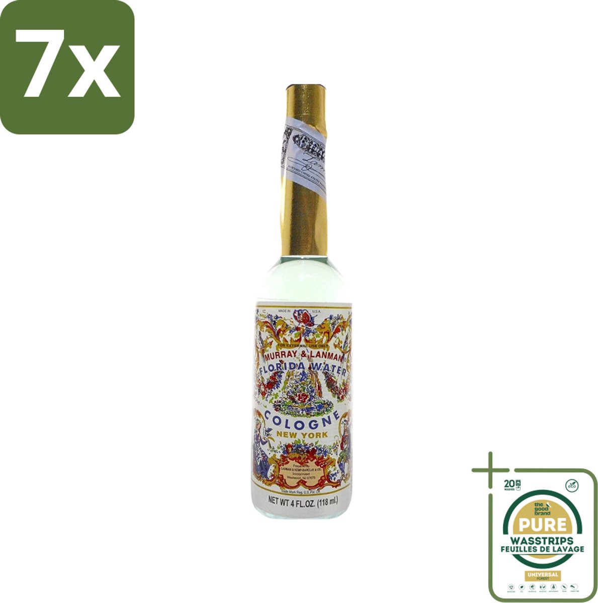 7 x Murray & Lanman - Florida Water - Eau de Cologne - Verfrissende Geur - 221 ml - Grootverpakking - Florida Water - Eau De Cologne - Geurverspreider - Fris - Parfum