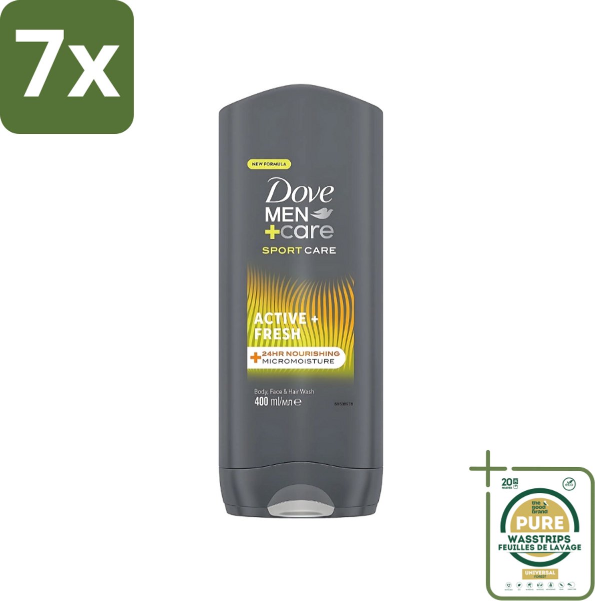 7 x Dove - Douchegel - Men+ Care Active Fresh - Verfrissend en langdurige bescherming - 400 ml - Grootverpakking - Douchegel - Man - Fris - Energie - Actief