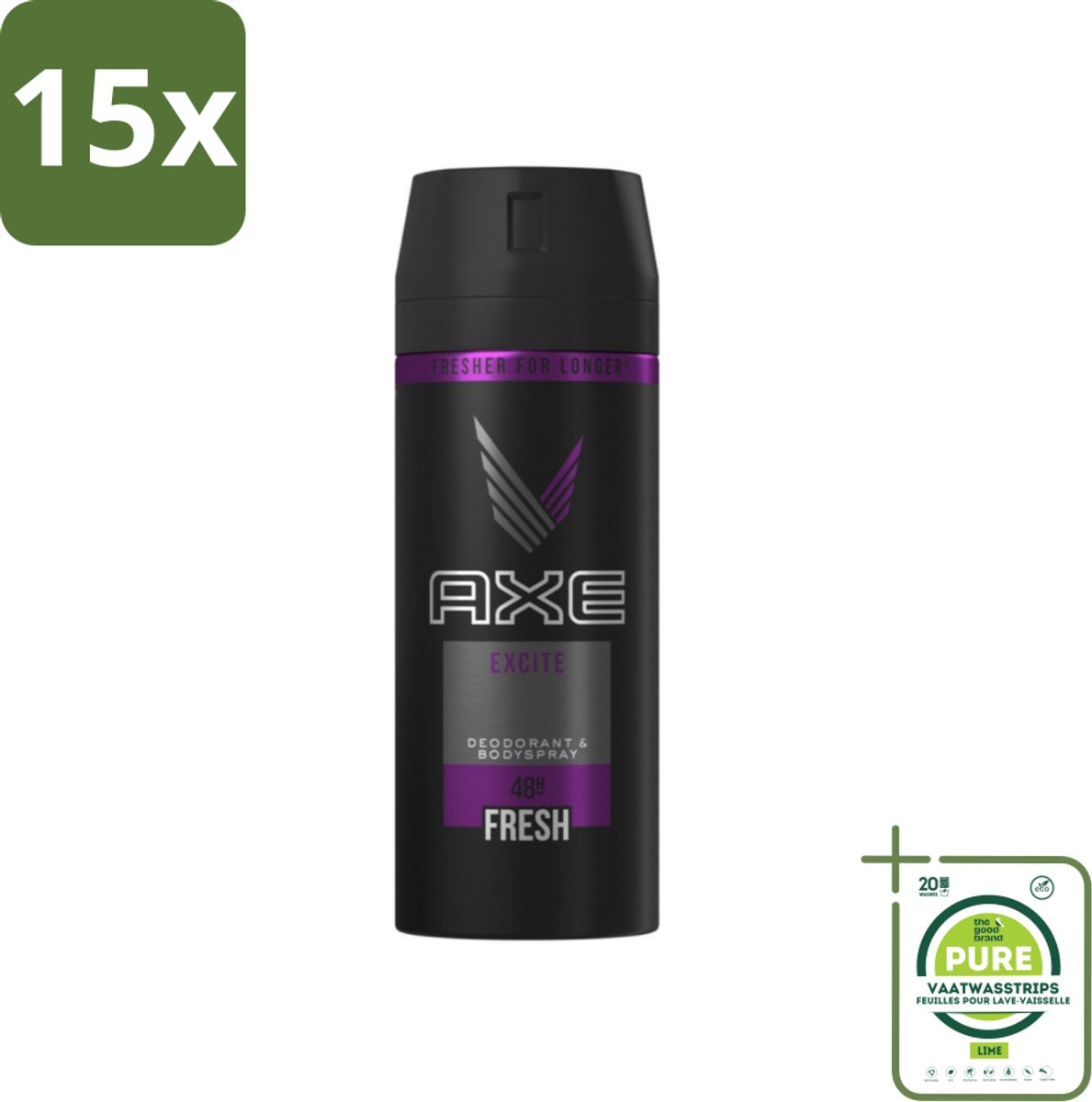 15 x Axe Deodorant Bodyspray Excite 150 ml - Grootverpakking - Axe Excite - Deodorant Spray - Lichaamsgeur Bescherming - Onweerstaanbare Geur - Langdurige Geur