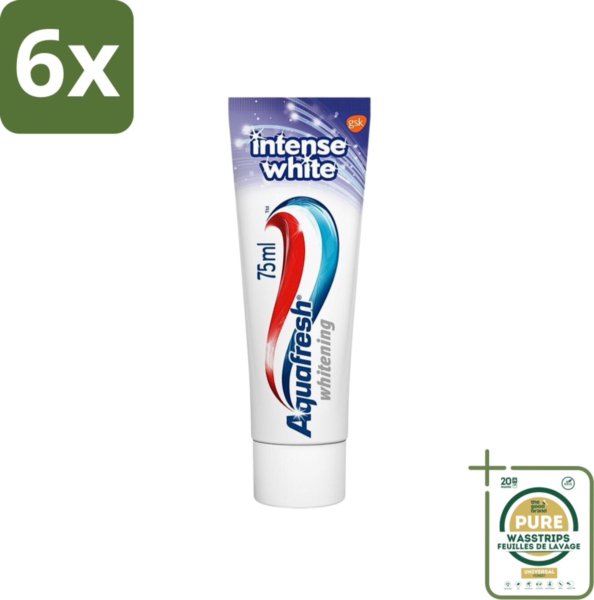 Aquafresh Tandpasta Intense White 75 ml - Voordeelverpakking - 6 stuks - Tanden reinigen - Vlekken verwijderen