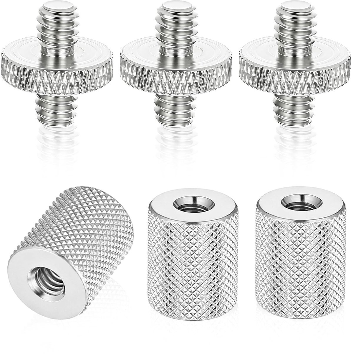 6 Stuks Aluminium Tripod Draadadapter, 1/4 Inch Dubbele Kop, Handvast en Geschikt voor Camera's, Statief en Microfoons