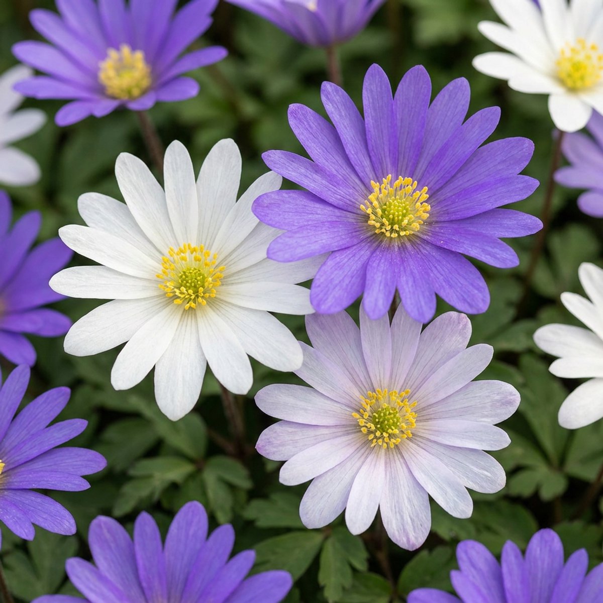 Green boutiQ - 50x Anemone Blanda mix - Griekse anemoon mix - Diversen - Verwilderingsbol - Bolmaat 4/5