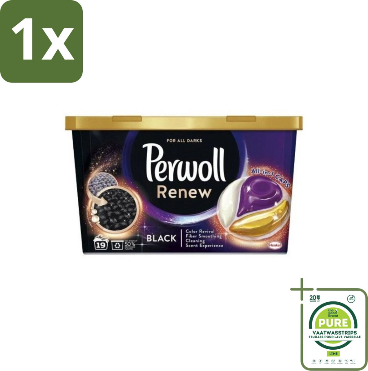 1 x Perwoll - Wasmachinecapsules - Donkere Was - 19 Wasbeurten - Wascapsules - Donkere Was - Wasmiddel - Kleurbehoud - Wasmachine Capsules