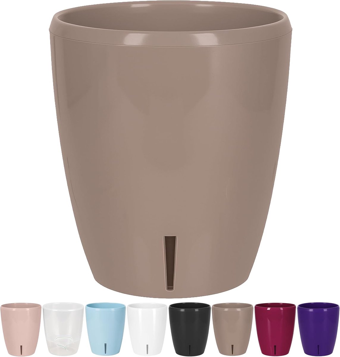Santino Orchideeënpot, diameter 12 cm, zelfbewaterende pot met lontsysteem en waterniveau-indicator voor binnen, zand - ShopVlot