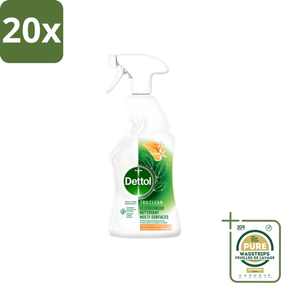 20 x Dettol Allesreiniger Spray Mandarijn & Citroenbloesem 500 ml - Grootverpakking - Allesreiniger - Reinigen - Kalkaanslag - Vuil - Natuurlijke Ingrediënten
