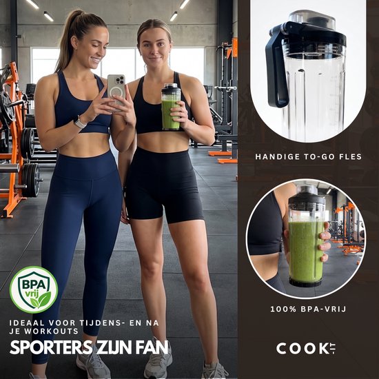 COOK-IT Draadloze Blender 500 ml – Smoothie Blender – 120W – 6 RVS Mesjes – Geschikt voor IJsblokjes – Portable To Go Blender van Media Evolution — afbeelding 5