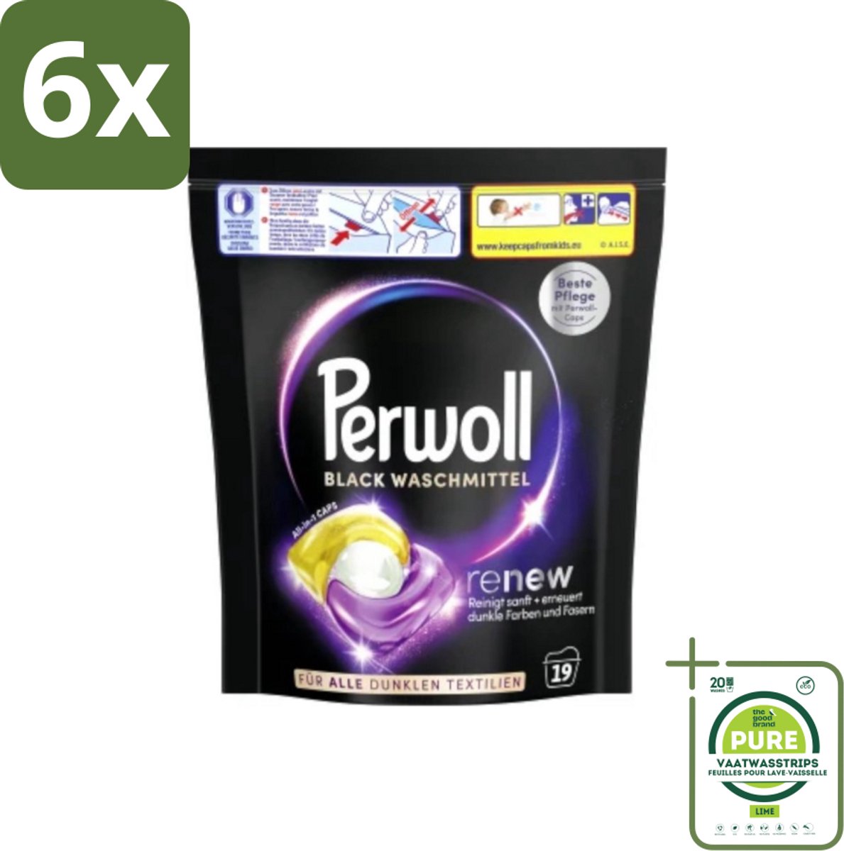 Perwoll - Wasmachinecapsules - Donkere Was - 19 Wasbeurten - Voordeelverpakking - 6 stuks - Wascapsules - Wasmiddel