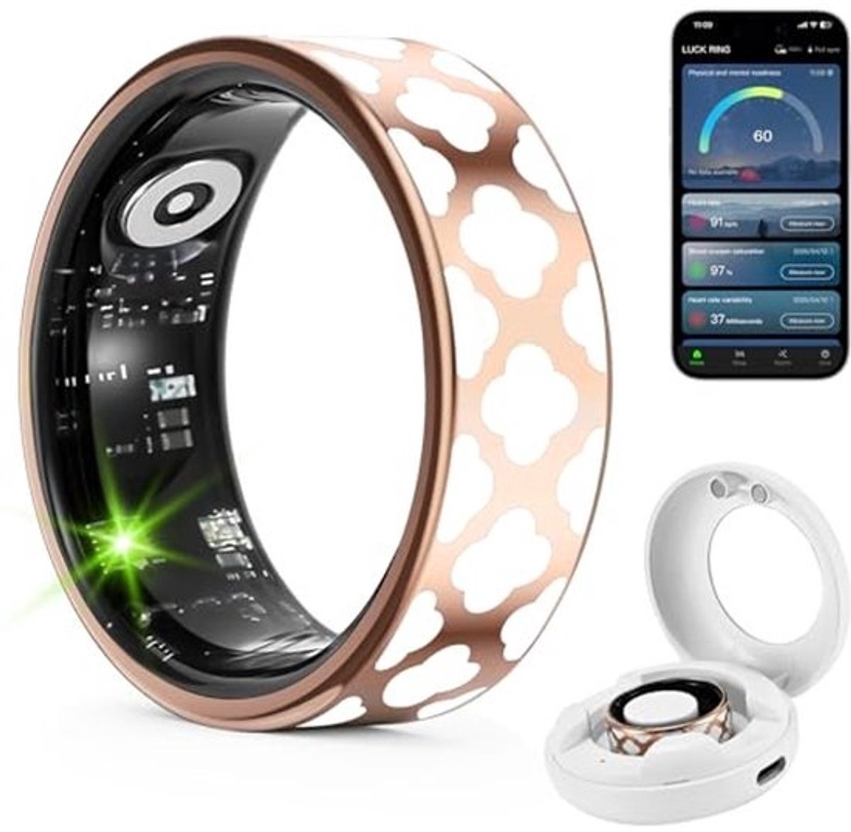 Fitness Ring voor Hartslag, Slaaptracking en Activiteitenmonitor - Waterdichte Slimme Ring voor Dames en Heren