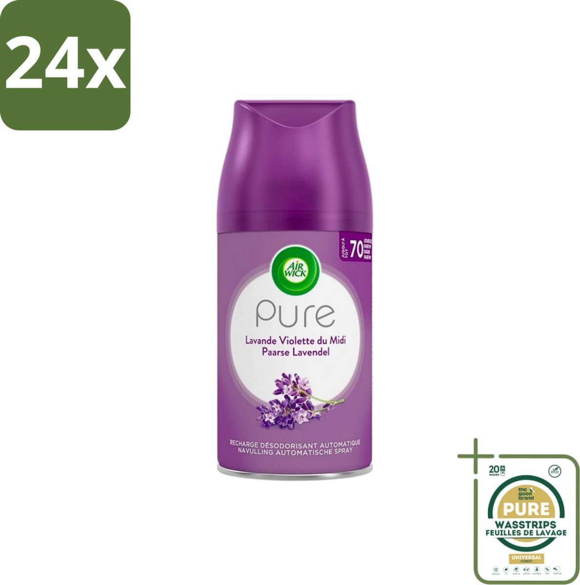 Air Wick Freshmatic - Luchtverfrisser Navulling - Pure Fresh Lavendel - 250ml - Voordeelverpakking - 24 stuks - Air Wick Freshmatic - Geurverspreider