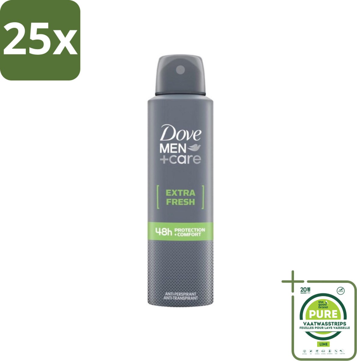 25 x Dove Men+Care - Extra Fresh - Deospray - Anti-Transpirant - 150 ml - Grootverpakking - Deodorant - Antitranspirant - Dove Men+Care - Extra Fresh - Alcoholvrij