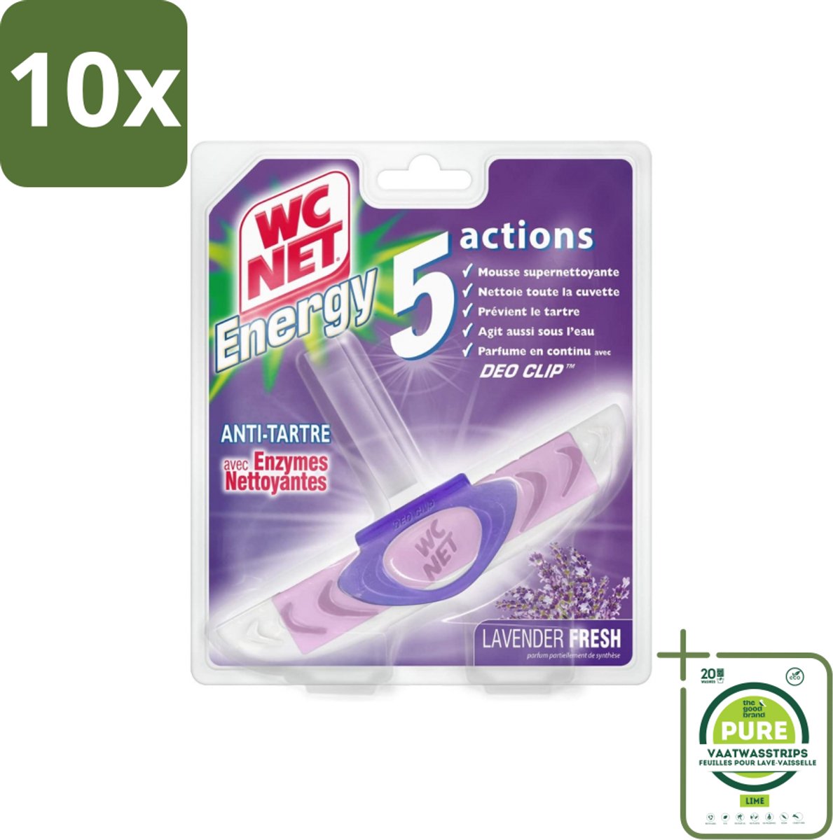 10 x WC Net - Toiletblok - Lavendel - 1 Blokje - Grootverpakking - Toiletreiniger - Toiletblok - Lavendelgeur - Geurverwijdering - Hygiëne
