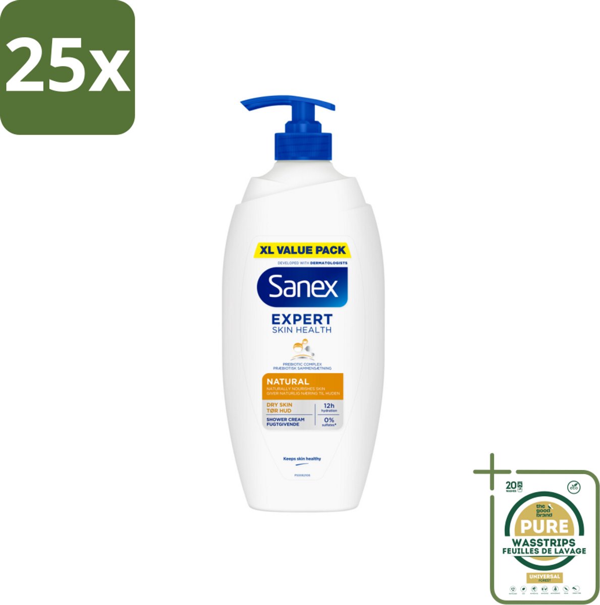 25 x Sanex – Douchecrème – Expert Skin Health Naturals – 750 ml - Grootverpakking - Koffie - Koffiezetapparaat - Koffiezetapparaat