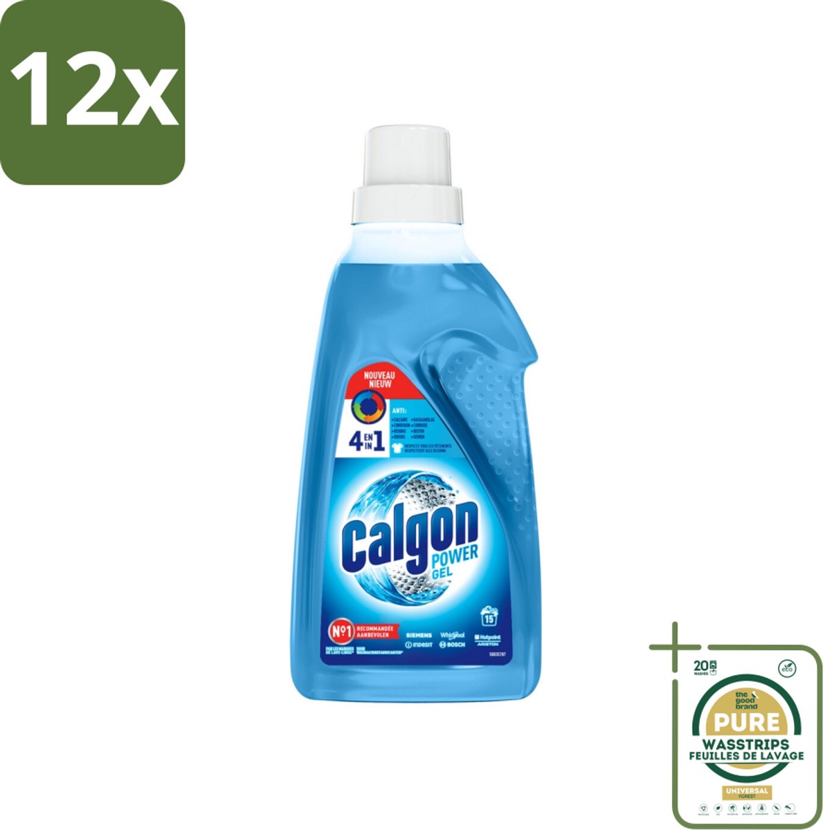 Calgon - Wasmachinereiniger - Gel - Tegen Kalkaanslag / Wasmiddelresten / Geuren - 750 ml - 15 Wasbeurten - Voordeelverpakking - 12 stuks - Wasmiddelresten - Wasmachineonderhoud