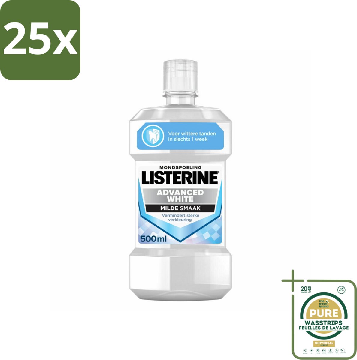 25 x Listerine – Mondwater – Advanced White – Mild – 500 ml - Grootverpakking - Koffiezetapparaat