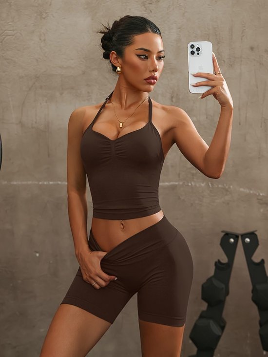 Currero Pilates Pak Dames - Yoga - Buttshaper - Gym - Fitness - Butt Lift - Bil Vergrotend - Heup Liftend - Yogakleding - Bruin XS — afbeelding 5