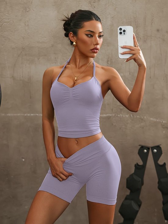 Currero Pilates Pak Dames - Yoga - Buttshaper - Gym - Fitness - Butt Lift - Bil Vergrotend - Heup Liftend - Yogakleding - Lichtpaars XS — afbeelding 3