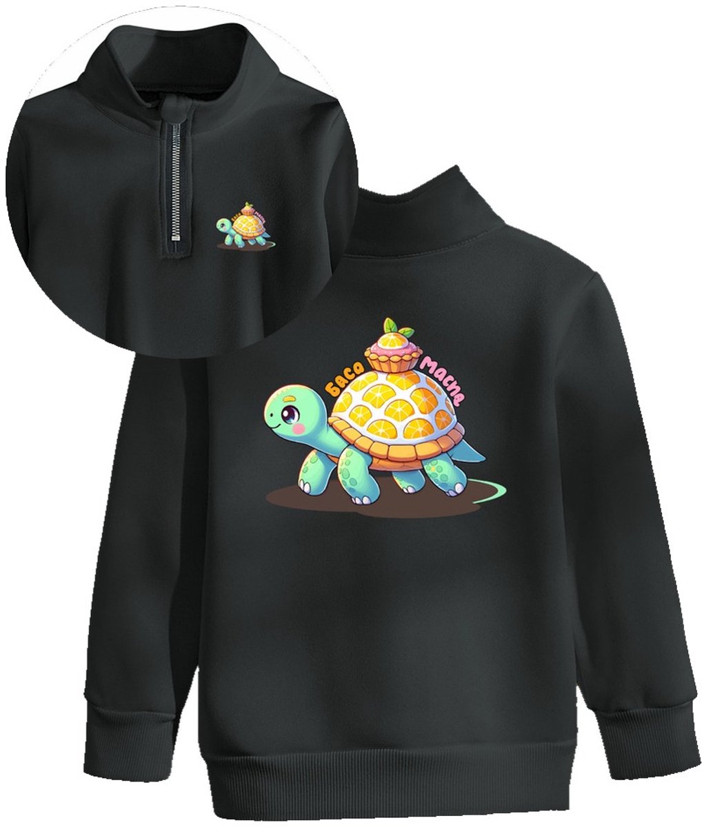 Currero Quarter Zip Jongens Sweater Met Rits Jumper Quarterzip Hoodie Jongen Warme Trui Vest Lang Coltrui 8 Jaar Zwart