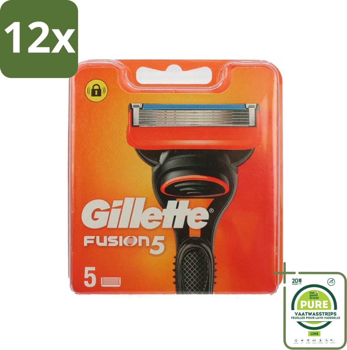 Gillette - Fusion 5 - Navulscheermesjes - 5 Navulmesjes - Voordeelverpakking - 12 stuks - Scheermesjes - Gillette Fusion 5