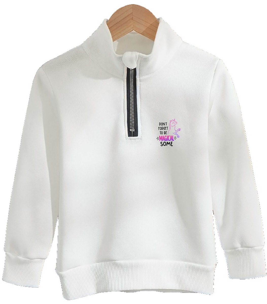 Currero Quarter Zip Meisjes Sweater Met Rits Jumper Quarterzip Hoodie Meisje Warme Trui Vest Lang Coltrui 7 Jaar Wit