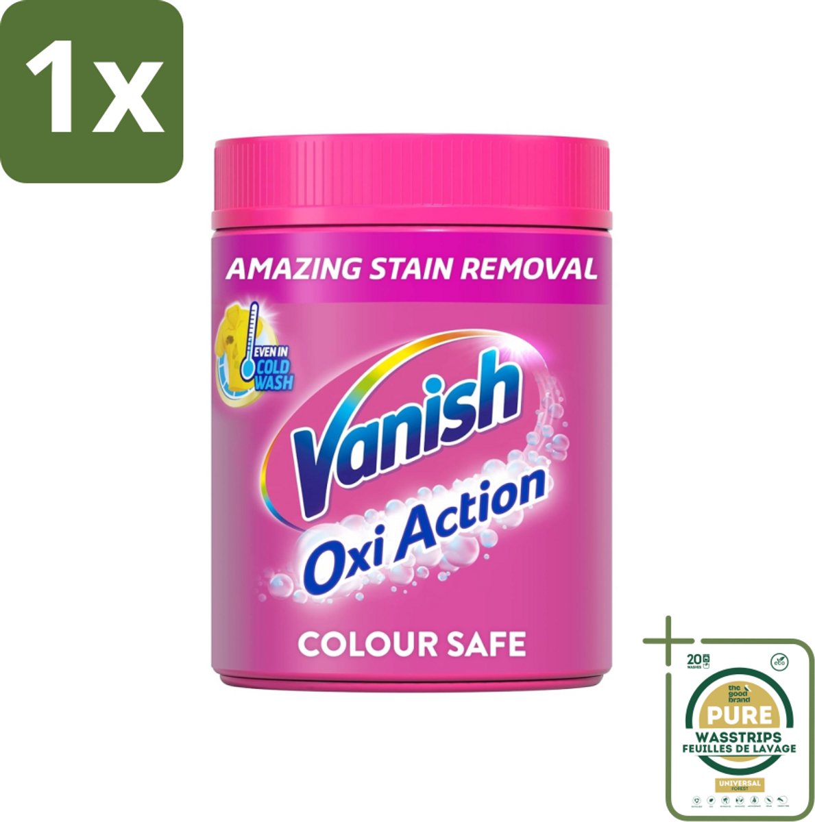 1 x Vanish Oxi Action Pink - Vlekkenverwijderaar - Wasbooster - Zonder Bleek - 1.12 Kg- Vlekkenverwijderaar - Wasbooster - Witte Kleding - Bleekvrije Was - Geurneutralisatie