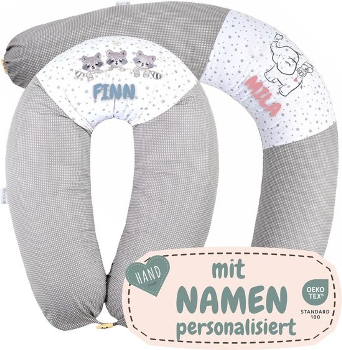 XXL Borstvoedingskussen - Gepersonaliseerd met Naam en Geboortedatum - Perfect Babycadeau voor jongens en meisjes