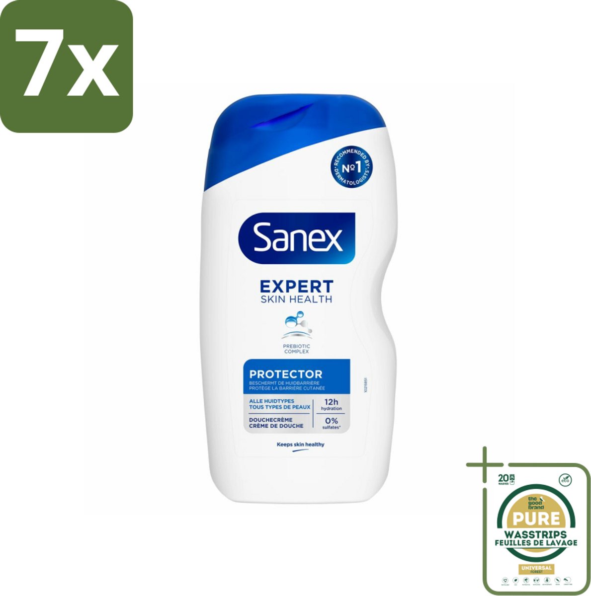 7 x Sanex Douchecrème Expert Skin Health Protector 400 ml - Grootverpakking - Huidbeschermende Douchecrème - Huidversterkende Douchecrème - Douchecrème Voor Alle Huidtypes - Huidbarrière Beschermen - Hydraterende Douchecrème
